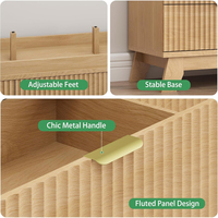 Commode 9 tiroirs en bois clair avec façade cannelée | Meuble de rangement minimaliste moderne pour chambre et salon