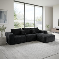 Canapé modulaire moderne écologique compressé sous vide, canapé sectionnel côtelé en boîte pour la location (vente en gros)