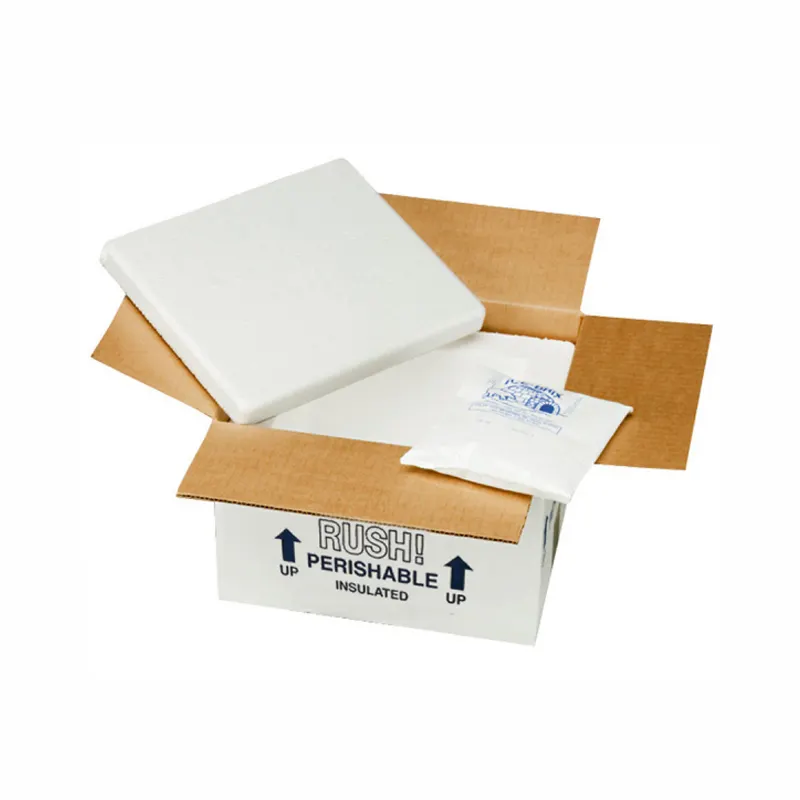 कस्टम आकार 14x14x14 सफेद कार्डबोर्ड कोल्ड चेन बॉक्स सफेद इंसुलेटेड कार्टन स्टायरोफोम इंसुलेटेड शिपिंग बॉक्स
