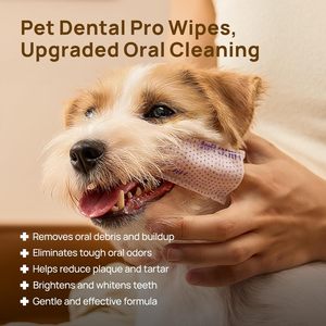 ผ้าเช็ดทำความสะอาดฟันสัตว์เลี้ยง HICC PET Pet Dental Pro Series ขนาด 3.2 x 1.7 นิ้ว สำหรับทำความสะอาดอย่างล้ำลึกสำหรับสุนัขและแมว รสเนยถั่ว - Product Image 2