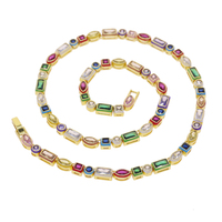 Collier pour femmes en forme de rectangle, d'œil de cheval, rond, carré, arc-en-ciel, bijoux géométriques, émail coloré, formes multiples, 5A CZ
