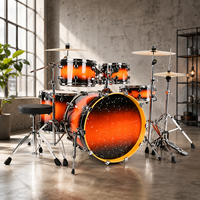 Batterie de percussions acoustiques pliable à double niveau en métal durable avec 5 fûts et 3 cymbales pour la pratique professionnelle