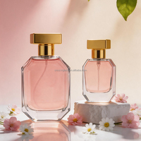 Flacons de parfum vides de luxe 30/50/100ml en verre facetté avec couvercle carré doré, emballage cosmétique personnalisé avec logo