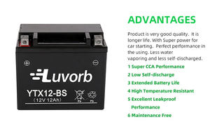 <span class=keywords><strong>แบ</strong></span><span class=keywords><strong>ต</strong></span>เตอรี่มอเตอร์ไซค์ Luvorb High Starting Performance MF VRLA AGM 12V 12Ah 15Ah 20Ah อะไหล่มอเตอร์ไซค์ - Product Image 2