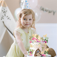 Décorations de gâteau en plastique écologique, durables et adorables, avec motifs champignons, papillons, fleurs de jardin et fées, pour Noël