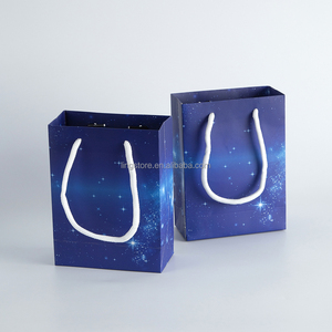 Blue 12x5.7x16cm Distinctive Advertising Paper Bag Elegant Handles <b>Environment</b>-Friendly Beautiful Design for Jewelry Containers - Product Image 3