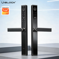 Cerradura Inteligente para Puerta Corredera de Vidrio UIELOCK DQ12 con Huella Dactilar y WIFI, Control Remoto por Aplicación, Idioma Personalizable, Semiautomática