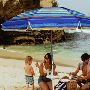 <span class=keywords><strong>Grand</strong></span> <span class=keywords><strong>parasol</strong></span> de plage personnalisé imprimé, ventilé, résistant au vent, avec mât en acier, <span class=keywords><strong>multicolore</strong></span>, pour jardin et extérieur, avec sac de transport - Product Image 3