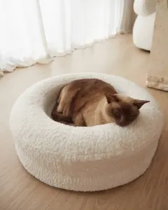 High Quality Cat Nest With Boucle Cover Memory Foam Luxury Design CatStreet Barney Bed Rounded Curl Dog Cat Orthopedic Pet Bed