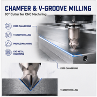 Fraise à chanfreiner en carbure à 90 degrés, fraise à chanfreiner à pointe brasée, fraise à rainurer en V pour usinage CNC des métaux