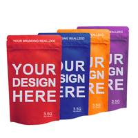 Sacs refermables imprimés personnalisés de 3.5g/7g/1oz/1lb Pochette debout anti-odeur en feuille aluminisée Emballage en plastique Sac ZipLock en mylar