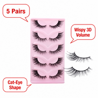 Faux cils œil de chat, effet vaporeux, éventailé, volume vison, style extension pour coin extérieur, cils en bande, fournitures de cils en gros, en vrac