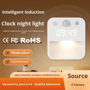 Lámpara de Noche LED Inteligente OEM de 1.2W, Material ABS, Reloj, Lámpara de Pared Moderna, Enchufable, Luz Blanca Cálida para Dormitorios Infantiles, Pasillos, con Batería - Product Image 5