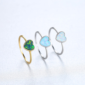 Heart Shape <b>Opal</b> <b>Ring</b> 925 Sterling Silver Bezel Setting Romantic Gemstone <b>Rings</b> for Women Everyday Wear - Product Image 4