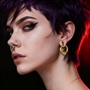 Evorte Totenkopf-Ohrstecker & Tunnel-Schmuck aus 316L Chirurgenstahl Schwarz/Vergoldet Pfeilspitzenform Unisex Körperpiercing - Product Image 2