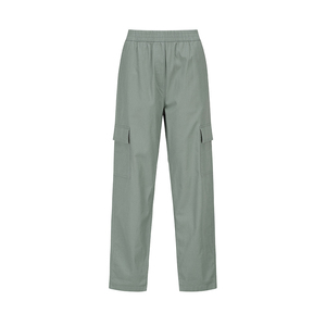 Pantalon cargo femme couleur unie taille élastique coupe ample longueur totale toile décontracté style été délavé respirant séchage rapide - Product Image 1