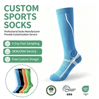 Chaussettes de sport unisexe en gros pour jeunes, à compression, hautes jusqu'au genou, pour la course, le football et l'entraînement, avec revers tricoté et semelle antidérapante, antichoc