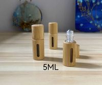 Mini flacons à bille en verre de 3 ml et 5 ml avec bouchon en bambou, différents matériaux, billes en acier pour le soin de la peau en roll-on