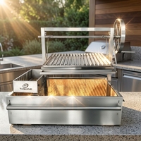 Barbecue Santa Maria TOSHINE moderne en acier inoxydable avec hauteur réglable, structure robuste, charbon intégré pour cuisines