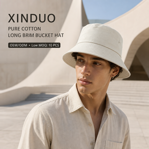 Chapeau de soleil blanc uni en coton à large bord, style bob, avec logo personnalisé, couronne profonde, grande taille, fournisseur OEM - Product Image 1