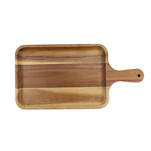 Acacia Wood <b>Steak</b> <b>Plate</b> 18x36x2cm Rectangle With Handle For Party Serving - Product Image 1