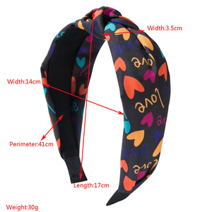New Valentine's Day <strong>Hair</strong> Accessories Knot Cloth Printed Heart Headbands Red <strong>Lips</strong> Pattern Headbands Sweet All Matching Headbands