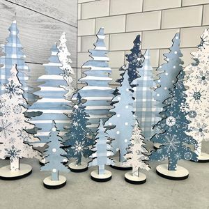 Set of 5Pcs Winter Forest Wooden <b>Christmas</b> Tabletop Decor Home Decoration Xmas <b>Tree</b> Freestanding Rustic Wood Table Sign - Product Image 1