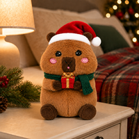 Maßgefertigtes Weihnachts-Capybara-Plüschtier mit Weihnachtsmütze, Schal und Geschenkbox, Langlebig, 12 cm, für Festliche Heimdekoration
