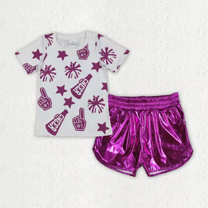 Ensemble décontracté d'été RTS Boutique : Haut à motif étoile et feux d'artifice style Western Cheer Team et short en cuir assorti, écologique - Product Image 6