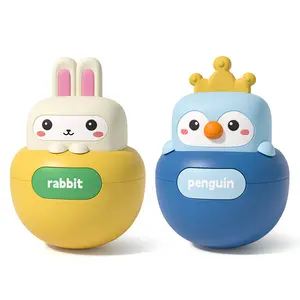 蒙特梭利婴儿出牙肚子时间摇摆玩具动物Roly-Poly玩具婴儿可爱卡通硅胶兔子/企鹅不倒翁玩具