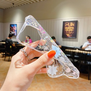 Étui pour iPhone avec imprimé floral mignon, étui de protection fin en TPU transparent avec paillettes époxy pour iPhone <span class=keywords><strong>13</strong></span> Pro Max 14 12 - Product Image 4