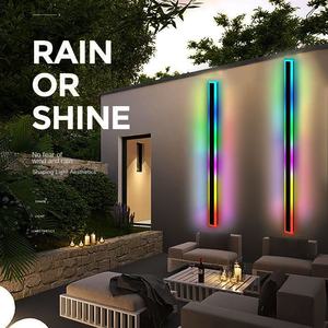 Luz de pared negra satinada de aluminio de 30-240CM, accesorios de iluminación para exteriores con energía Solar impermeable para lámparas montadas en la pared de jardín de Villa - Product Image 5