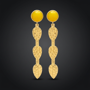 Handmade Brass Gemstone Stud Earrings Gold Plated Ethnic Boho Fashion - Product Image 2