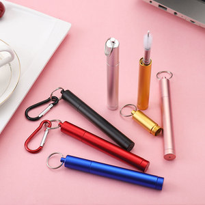 Stainless steel <b>straw</b> set Outdoor travel telescopic <b>straw</b> Portable student set Color sealed three-section <b>straw</b> - Product Image 4