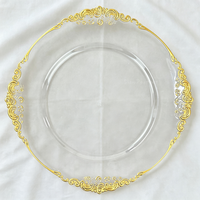 Assiette de présentation dorée personnalisée en plastique, 13 pouces, pour mariage, événements et décoration de table