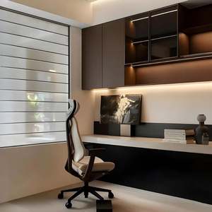 Bibliothèque murale de salon et de bureau sur mesure pour toute la maison avec armoire, bureau moderne pour ordinateur, meubles de bureau à domicile - Product Image 1