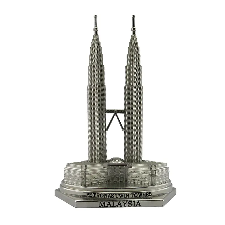 Figurines en métal Petronas à deux tours, statue de Kuala Lumpur, souvenir touristique, cadeaux, pyramide malaisienne de renommée mondiale