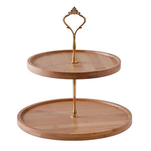 Creative Three-layer <strong>Tray</strong> Afternoon Tea Fruit Plate Household Double-layer Bamboo Snack <strong>Dessert</strong> <strong>Tray</strong> Cake Stand Rack - Product Image 3