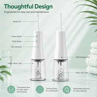 Wiederaufladbarer USB Tragbarer Wasserflosser mit 350ml Abnehmbarem Tank IPX7 Wasserdicht 3 Betriebsmodi für Haushalt & Hotel