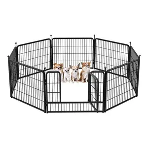 8 panel Metal Puppy Pet Pen Fence Travel Outdoor Dog Cage Enclosure Kennel for Camping Play Yard