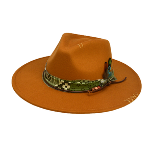 Sombreros Fedora de <span class=keywords><strong>Jazz</strong></span> Retro de alta calidad para hombres y mujeres, accesorios de lazo bohemio, lana de ala ancha, poliéster, escena informal de otoño-invierno - Product Image 1