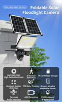 Caméra PTZ solaire 4G/WiFi 2-en-1 avec projecteur LED 12MP à 3 objectifs et 3 écrans, IP66, ABS, panneau 18W, détection et suivi humains