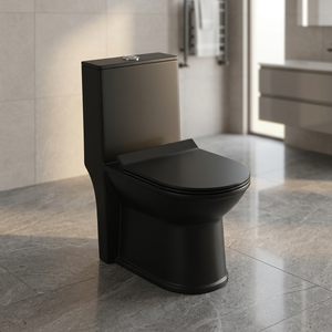 WC monobloc en céramique WaterMark australien, siphon en P, finition noir doré brillant, Chaozhou, à chasse directe - Product Image 6