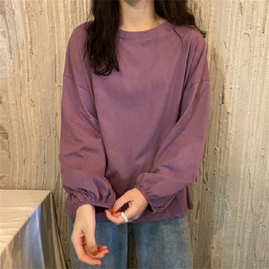 OEM/ODM Nuova Moda T-shirt Casual <span class=keywords><strong>Morbida</strong></span> da <span class=keywords><strong>Donna</strong></span>/Ragazza, Vestibilità Ampia, Colore Tinta Unita, Pullover Bianco con Maniche a Sbuffo e Scollo a O - Product Image 3