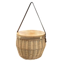 Panier rond fait main de haute qualité avec fermeture à glissière et refroidisseur à l'intérieur cadeau promotionnel WCB001 panier isotherme pique-nique en osier écossais