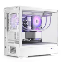 Boîtier de PC de bureau haut de gamme personnalisé, tour moyenne, M-ATX, entièrement transparent, aquarium, blanc, sans support, en stock