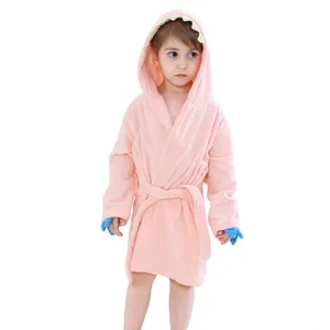 MICHLEY Children Cartoon Dinosaur Towel Kids Belt Pajama Toddler Girls Hooded Bath Robe Bathrobe for kids