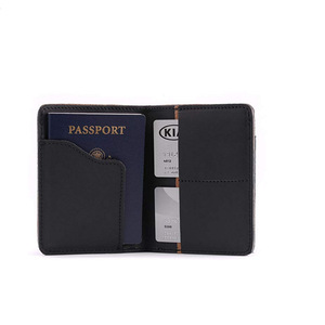 Funda de cuero para pasaporte, con posibilidad de imprimir el logotipo, porta documentos multifuncional para comercio exterior, porta billetes y pasajes de viaje. - Product Image 1