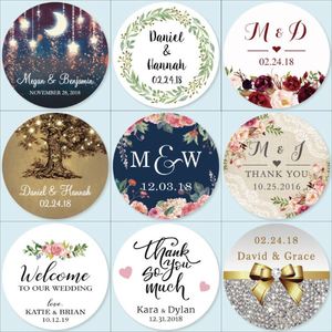 Autocollants de mariage personnalisés pour les cadeaux - Étiquettes rondes personnalisées de remerciement avec motif floral pour les boîtes de friandises, les sacs de bienvenue - Product Image 5
