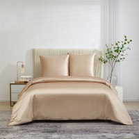 Ensemble de housse de couette en soie lavée tissée moderne à bas prix, 3 pièces, taille Queen King, couleur unie blanche, personnalisable, textiles pour la maison et l'hôtel